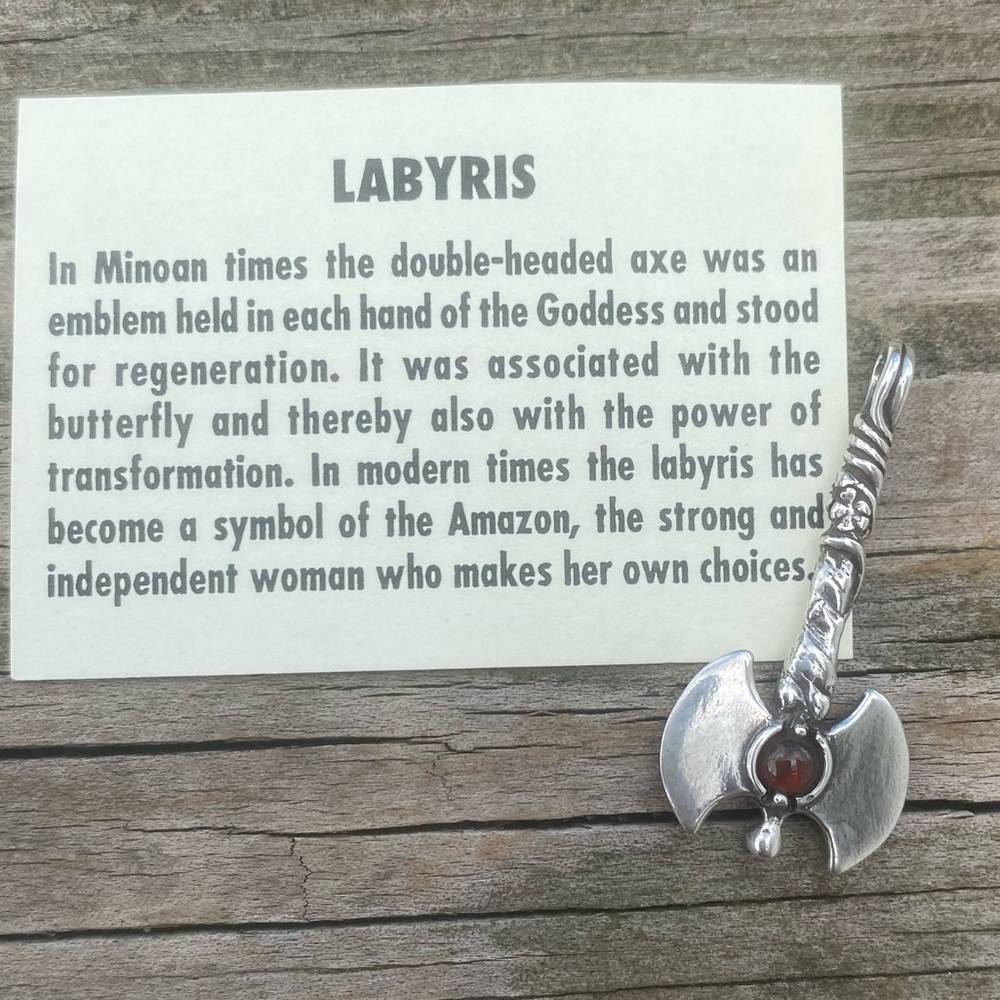 Labyris Goddess Pendant .925 Sterling Silver w/ genuine Carnelian Made in USA - Picture 2 of 11